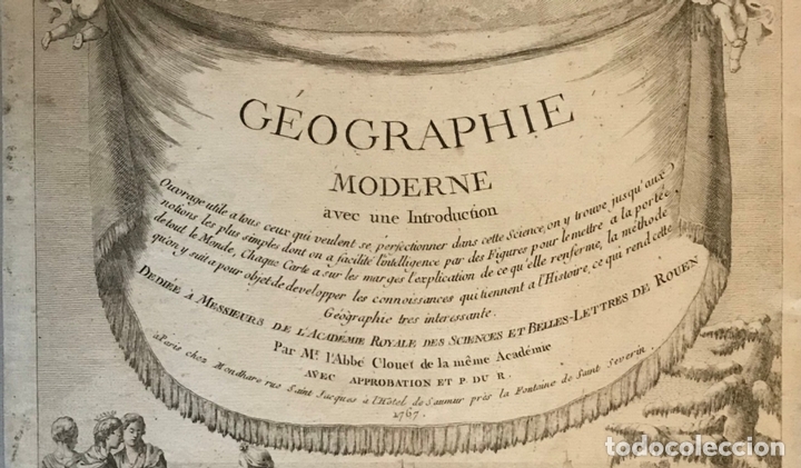 Arte: Frontispicio de la Geographie Moderna, 1767. A. Clouet - Foto 3