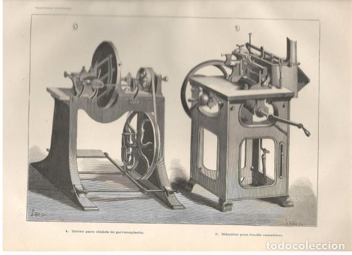 Art: MAQUINARIA INDUSTRIAL: TORNO PARA CLICH&Eacute;S DE GALVANOPLASTIA Y M&Aacute;QUINA PARA FUNDIR CARACTERES.