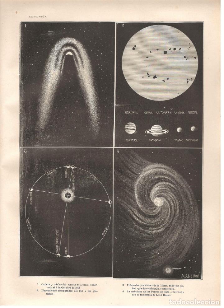 Art: ASTRONOMIA: Cabeza y n&uacute;cleo del cometa de Donati, Nebulosa de los perros de caza, etc.