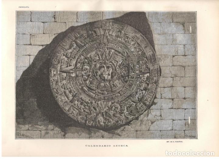 Art: CRONOLOGIA: Calendario Azteca. Impr. de E. Rubi&ntilde;os.