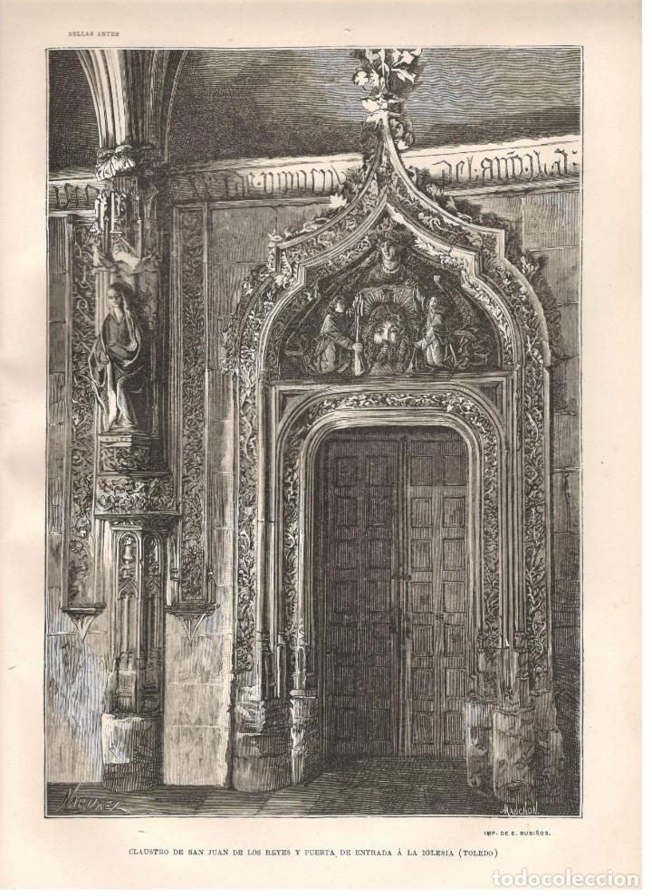 Art: CLAUSTRO DE SAN JUAN DE LOS REYES Y PUERTA DE ENTRADA A LA IGLESIA (TOLEDO). Astort Hermanos sXIX.