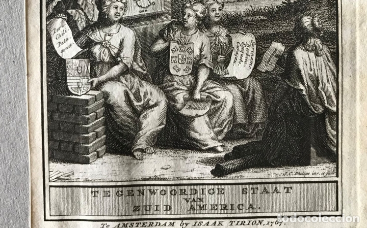 Arte: Frontispicio y mapa de Am&eacute;rica del sur, 1767. I. Tirion/Philips - Foto 6