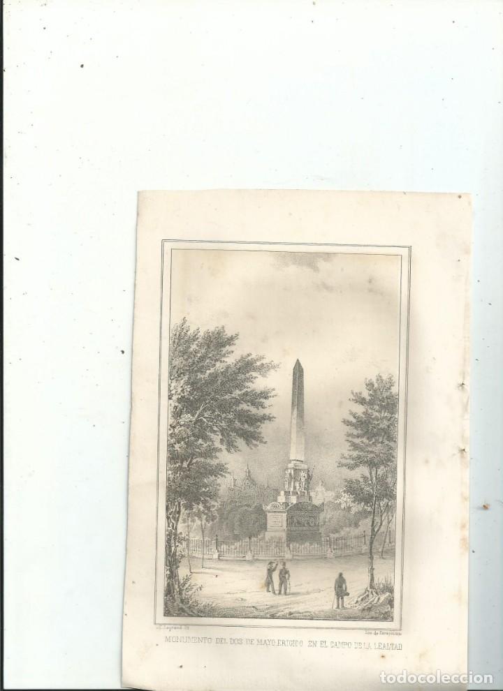 Arte: GUERRA INDEPENDENCIA MONUMENTO DEL 2 DE MAYO ERIGIDO EN EL CAMPO DE LA LEALTAD