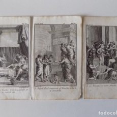 Arte: LIBRERIA GHOTICA. 3 GRABADOS DEL SIGLO XVIII. MEDIDAS 16 X 9,5 CM. EMBLEMATICA.
