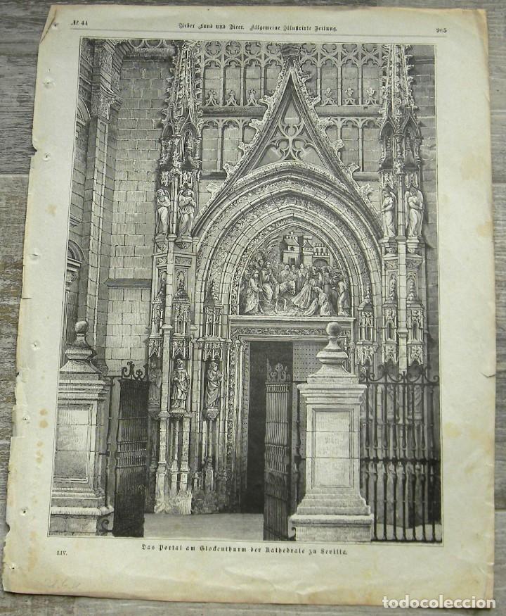 Art: Grabado aleman original Catedral de Sevilla - 1861 extraido de Allgemeine Illusfrirte Beitung -