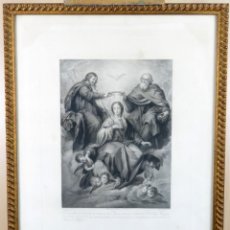 Arte: GRABADO CORONACIÓN DE LA VIRGEN OBRA VELÁZQUEZ GRABADOR JEAN MASSARD DIBUJO MANUEL CRUZ SIGLO XVIII. Lote 156485410