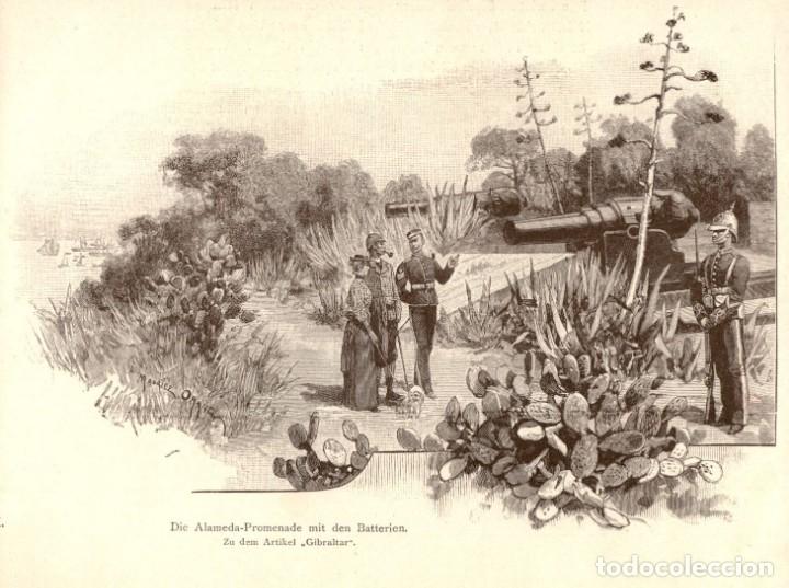Art: 1894 - Gibraltar - Extraido de Moderne Kunst  -Tama&ntilde;o grabado aleman 18 x 12 cms