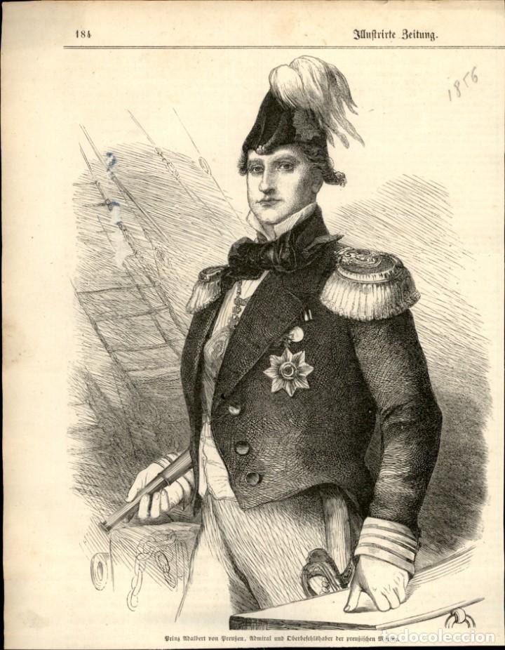 Art: 1856 - Adalbert von Preu&szlig; - Extraido Deutsche Illusfrirte Beitung -Tama&ntilde;o grabado aleman 21 x 16 cms