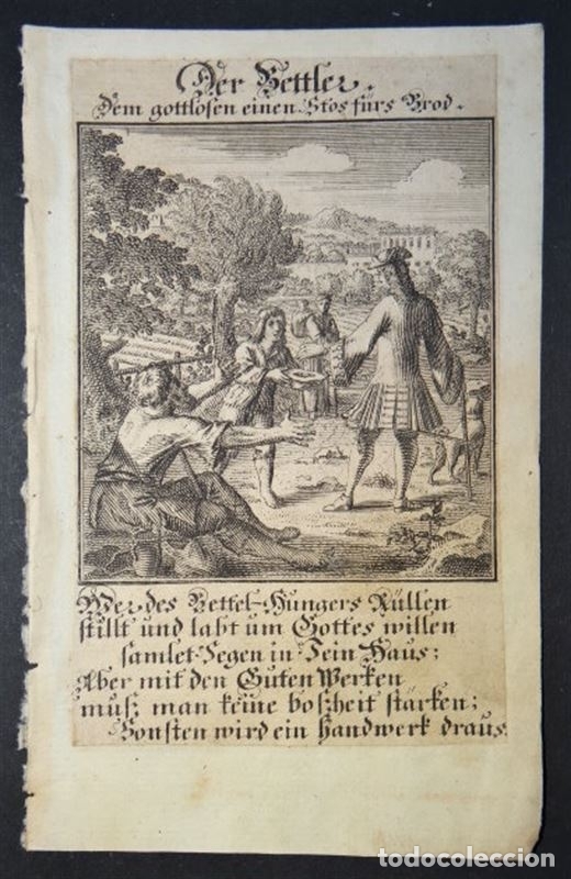 Arte: M&eacute;ndigos sin hogar, 1711. Weigel - Foto 1