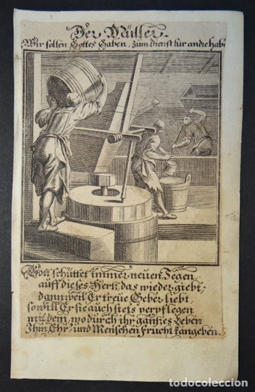 Arte: La profesi&oacute;n de molinero, 1711. Weigel - Foto 1