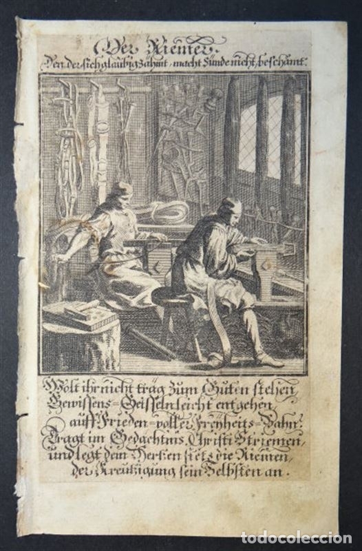 Arte: La profesi&oacute;n de peletero, 1711. Weigel - Foto 1