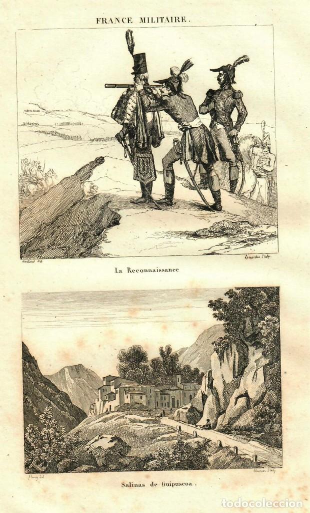 Arte: 1835 - Original - Salinas de Guipuzcoa - Extraido France Militaire - Tama&ntilde;o grabado: 11 x 9 cm - 2