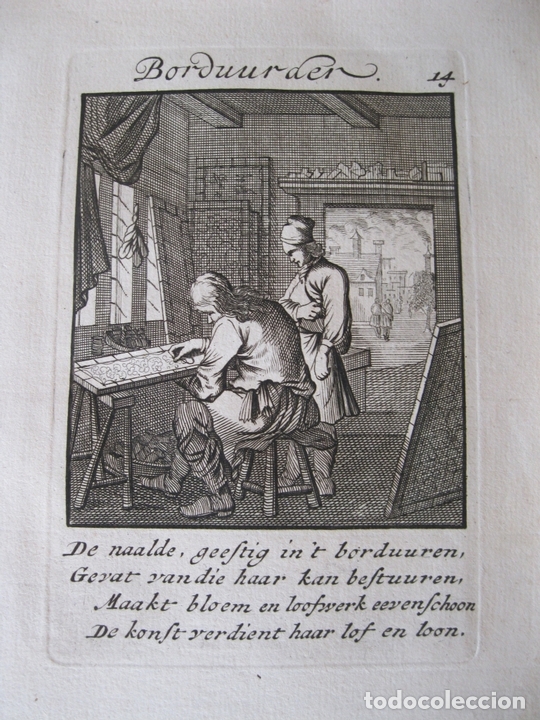 Arte: Artesano de encajes textiles, 1750. Luyken - Foto 1