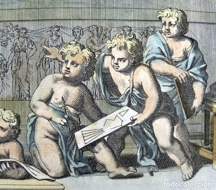Arte: Querubines dibujando, 1679. Sandrart - Foto 1