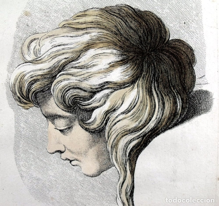 Arte: Estudio del rostro de una mujer, 1751. Jombert Cochin/Raphael - Foto 1