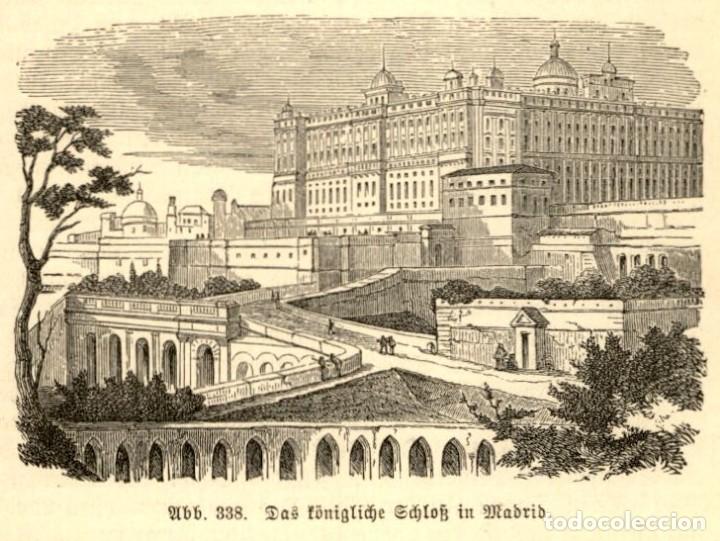 Art: 1870 - Original - Palacio Real Madrid - Extraido Reu Gaftilien - Grabado 9 x 6 cms
