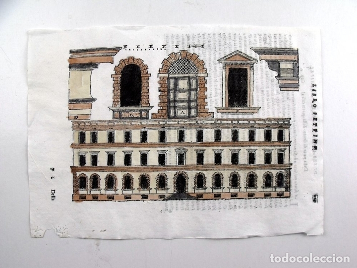 Arte: Fachada de edificio renacentista y detalles, 1565. Serlio - Foto 1