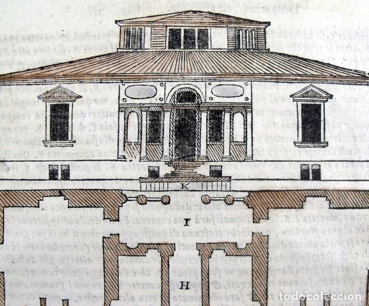 Arte: Fachada y plano de un edificio de planta baja renacentista, 1565. Serlio - Foto 2