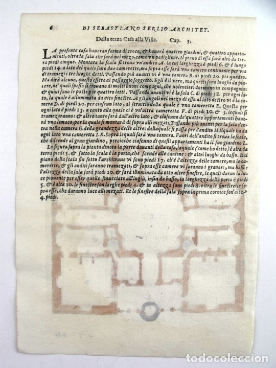 Arte: Fachada y plano de un edificio de planta baja renacentista, 1565. Serlio - Foto 3