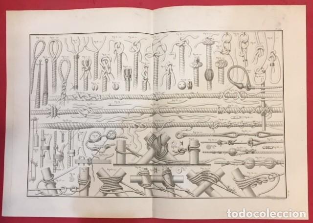 Art: LAMINA DE NUDOS MARINEROS SIGLO XIX, ADAM ET LEMAITRE LO GRABO