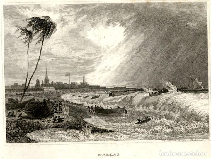 Art: 1847 - ORIGINAL - MADRAS INDIA - EXTRAIDO MEYER&acute;S UNIVERSUM -TAMA&Ntilde;O LAMINA 26 X 18 CMS