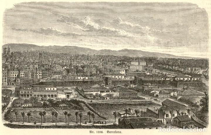 Art: 1893 - Original - Barcelona - Extraido Das Pfenning Magazin - Grabado 14 x 9 cms