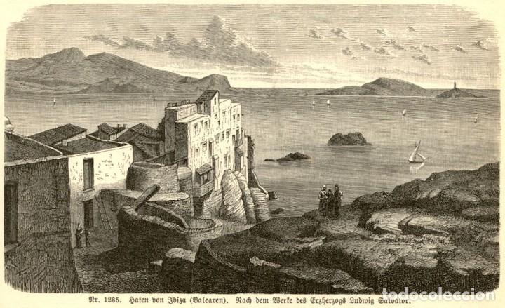 Art: 1893 - Original - Ibiza Eivissa Baleares - Extraido Das Pfenning Magazin - Grabado 15 x 9 cms