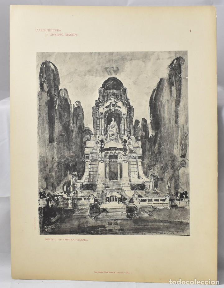 Art: La arquitectura de Giuseppe Mancini: Boceto para capilla funeraria, 39,5x29,5 cm., 1920-1930