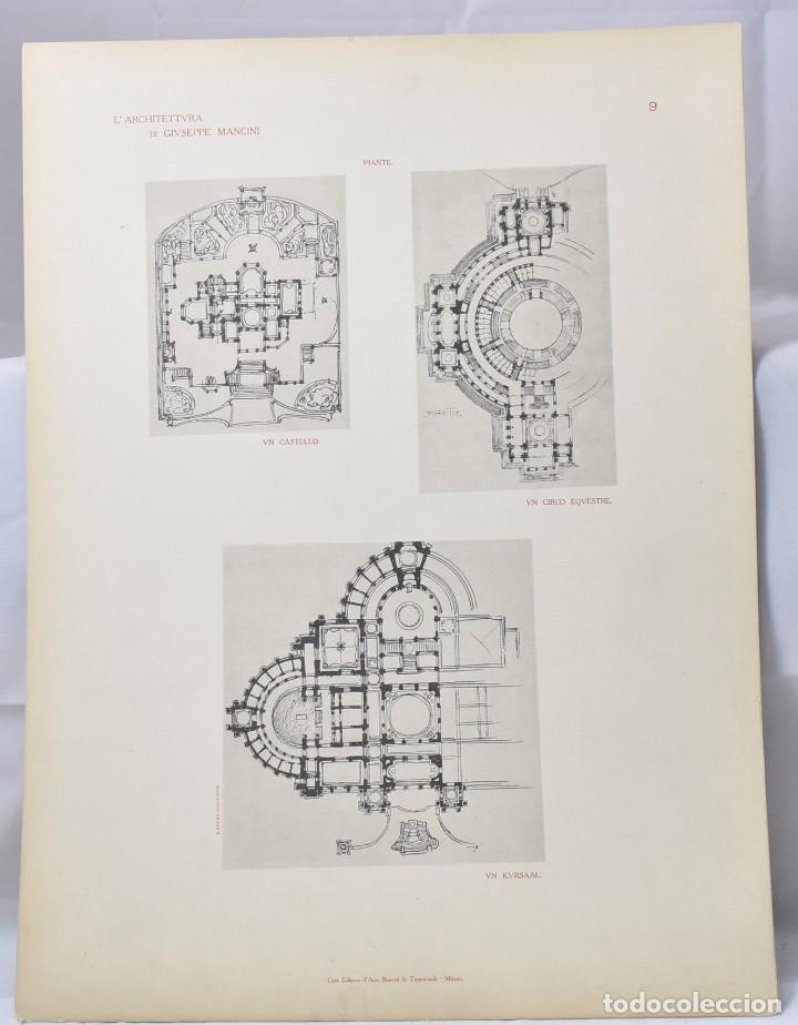Art: La arquitectura de Giuseppe Mancini: Plantas de castillo, circo ecuestre, 39,5x29,5 cm., 1920-1930