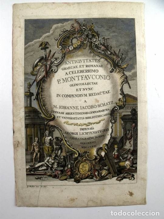 Arte: Frontispicio del libro Antiquitates Graecae et Romanae..., 1757. Montfaucon - Foto 1