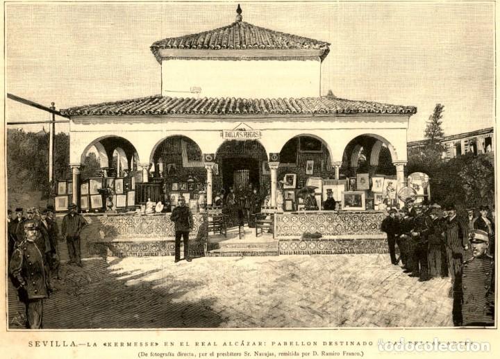 Art: 1885 - ORIGINAL - Sevilla - Kermesse en el Real Alcazar - LA ILUSTRACI&Oacute;N ESPA&Ntilde;OLA Y AMERICANA