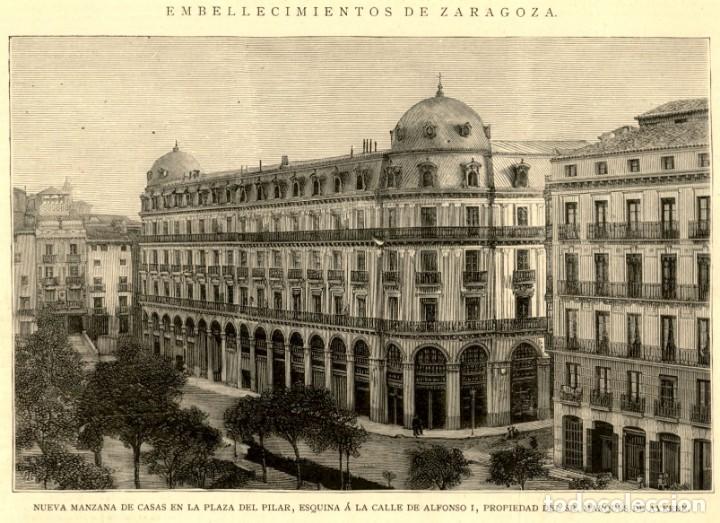 Art: 1885 - ORIGINAL - Zaragoza - Plaza del Pilar - LA ILUSTRACI&Oacute;N ESPA&Ntilde;OLA Y AMERICANA