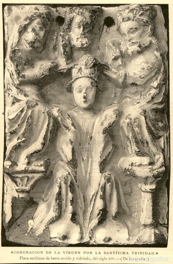 Arte: 1885 - ORIGINAL - Placa sevillana Coronacion de la Virgen - La Ilustraci&oacute;n Espa&ntilde;ola y Americana