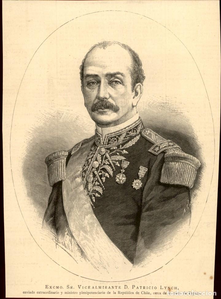 Arte: 1885 - Original - Vicealmirante Patricio Lynch - Chile - La Ilustraci&oacute;n Espa&ntilde;ola y Americana