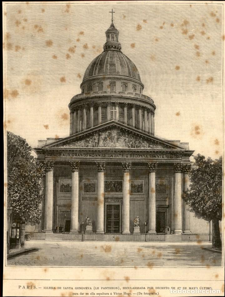 Arte: 1885 - Original - Paris Iglesia de Santa Genoveva Pantheon - La Ilustraci&oacute;n Espa&ntilde;ola y Americana
