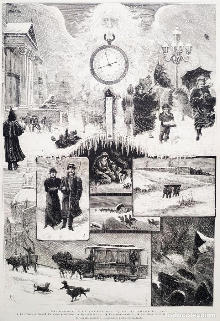 Art: 1885 - ORIGINAL - Nevada en diciembre - Madrid - LA ILUSTRACI&Oacute;N ESPA&Ntilde;OLA - Gran tama&ntilde;o