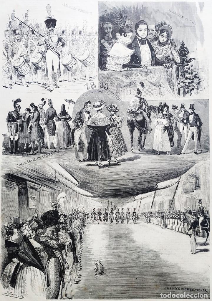 Arte: 1885 - ORIGINAL - Madrid El corpus Christi en 1833 - LA ILUSTRACI&Oacute;N ESPA&Ntilde;OLA - Gran tama&ntilde;o