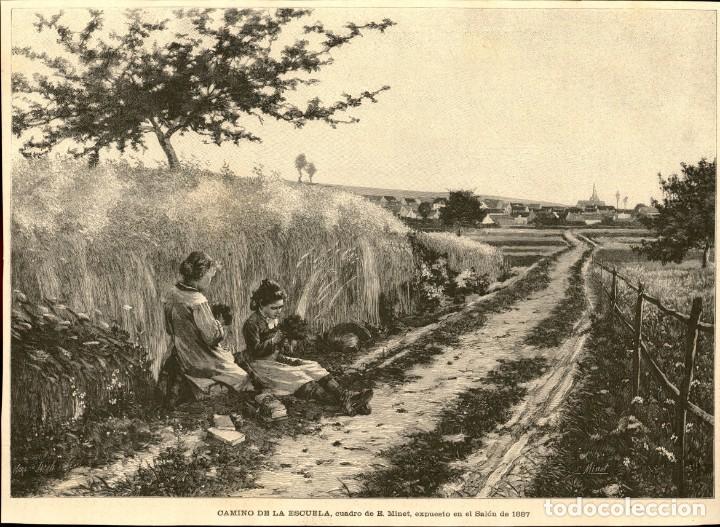 Kunst: 1887 - Original - Camino de la escuela E. Minet Salon de 1887 - La Ilustraci&oacute;n Artistica