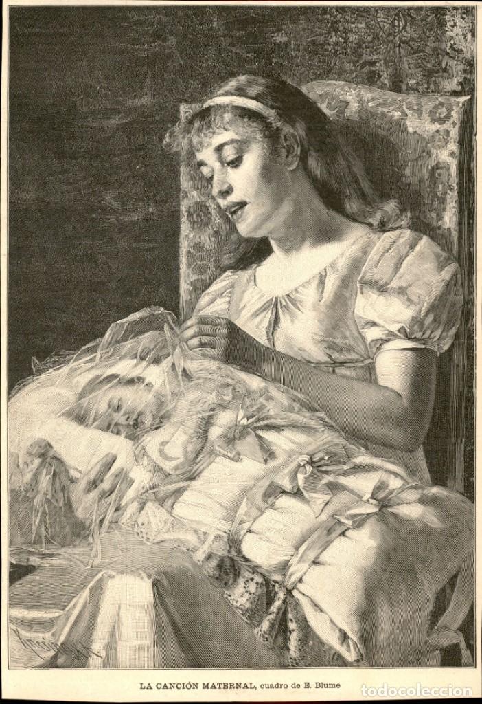 Kunst: 1887 - Original - La cancion maternal de E. Blume - La Ilustraci&oacute;n Artistica