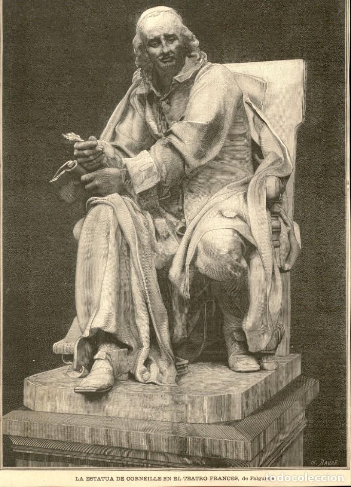 Kunst: 1887 - Original - La estatua de Corneille en Teatro frances - Falguiere - La Ilustraci&oacute;n Artistica