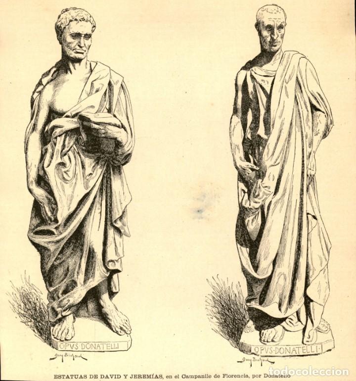Kunst: 1887 - Original - Estatuas de David y Jeremias Campanille de Florencia - La Ilustraci&oacute;n Artistica