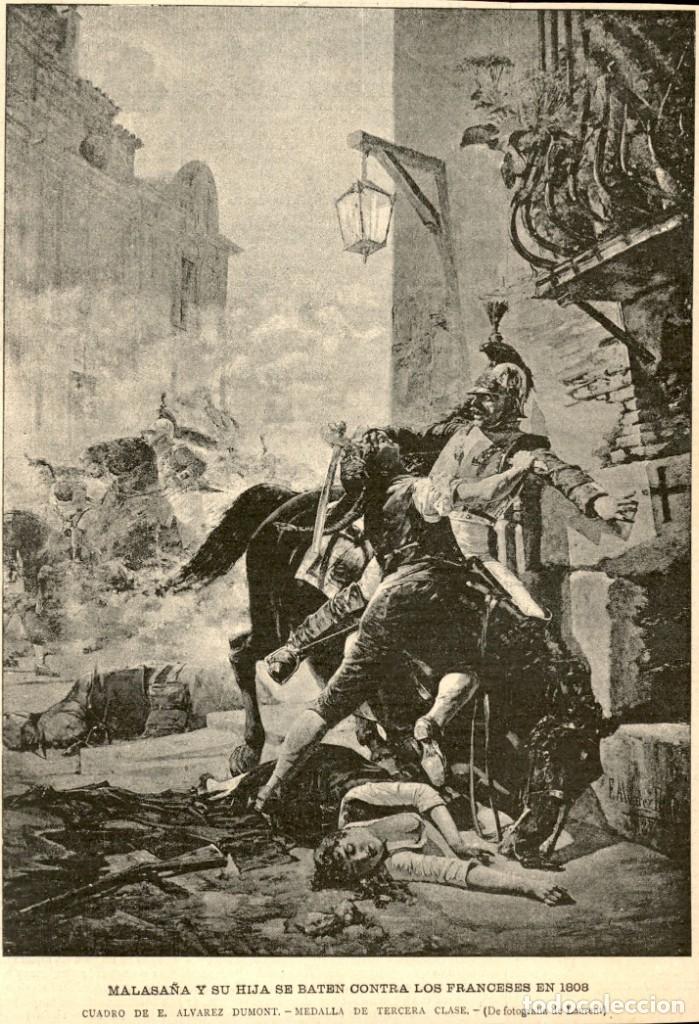 Arte: 1887 - Original - Malasa&ntilde;a y su hija contra franceses 1808 Alvarez Dupont - La Ilustraci&oacute;n Artistica