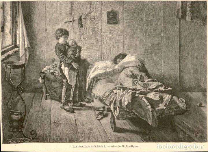 Kunst: 1887 - Original - La madre enferma - N. Bordignon - La Ilustraci&oacute;n Artistica