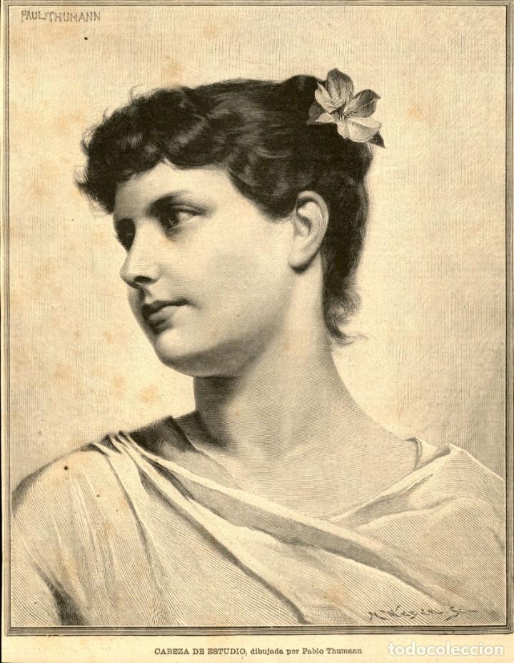Arte: 1887 - Original - Cabeza de Estudio - Pablo Thumann - La Ilustraci&oacute;n Artistica