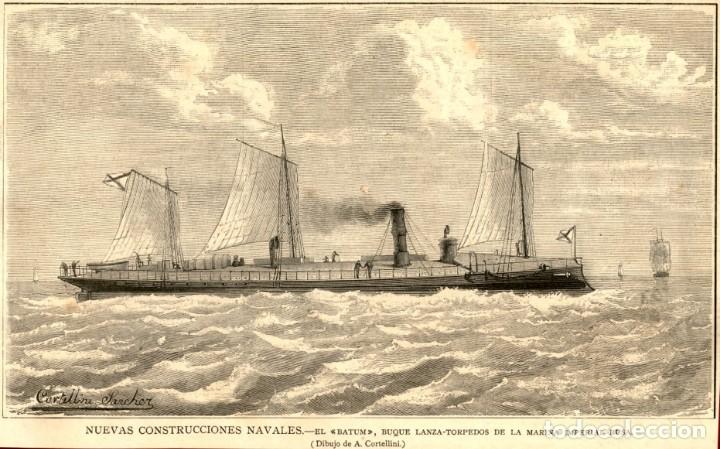 Kunst: 1882 - Original - El Batum, lanzatorpedos de la marina imperial rusa - La Ilustraci&oacute;n Espa&ntilde;ola