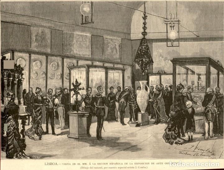 Kunst: 1882 - Original - Lisboa - Visita de SS. MM. los Reyes a arte oriental - La Ilustraci&oacute;n Espa&ntilde;ola