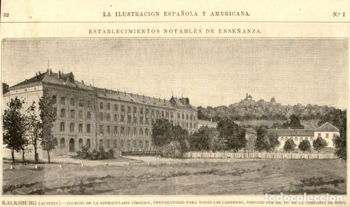 Arte: 1882 - Kalsburg Austria - Colegio Inmaculada Virgen - Jesuitas - La Ilustraci&oacute;n Espa&ntilde;ola