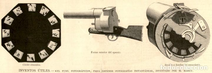 Arte: 1882 - Invento - Fusil fotografico de M. Marey - La Ilustraci&oacute;n Espa&ntilde;ola