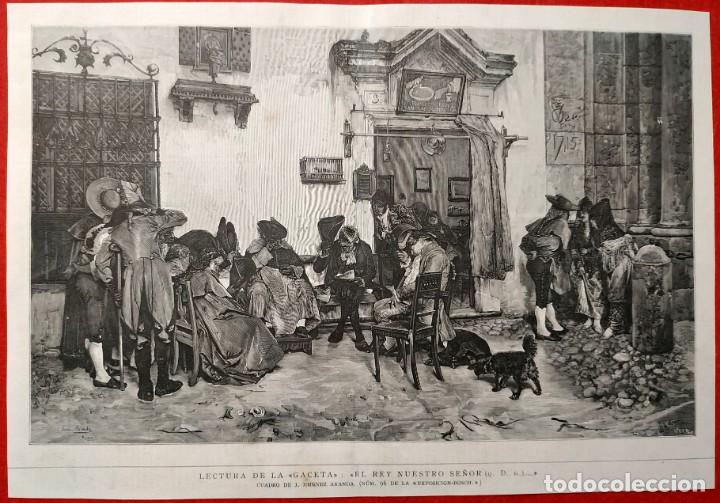 Arte: 1880 - Lectura de la Gaceta El Rey nuestro se&ntilde;or ... - Grandes dimensiones