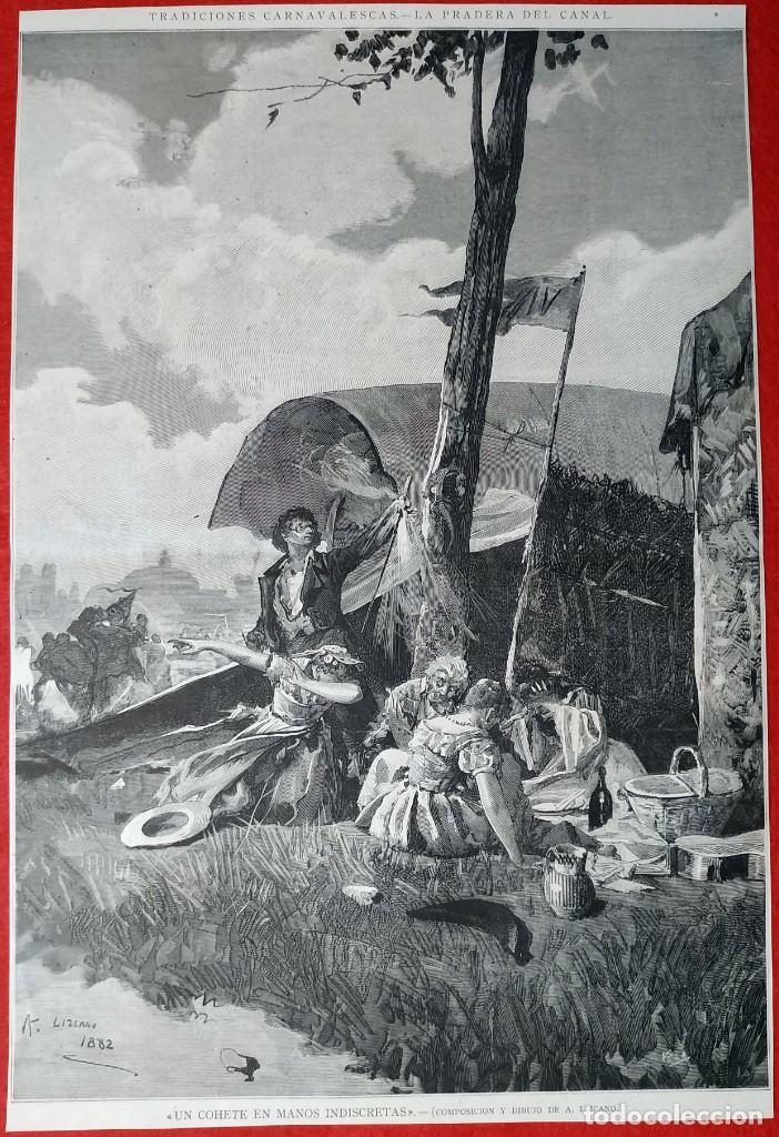 Arte: 1880 - Un cohete en manos indiscretas - A. Lizcano - La Ilustraci&oacute;n Espa&ntilde;ola